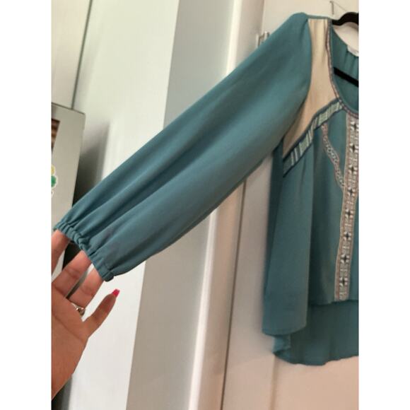 TOBI Tunic W Small Boho Peasant Chiffon Embroidered Aztec Feminine Sheer Tribal - Picture 4 of 9